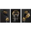 KHADR 3 Pezzi Quadro su Tela Arte Africana Donna in Oro Nero con Gioielli in Oro Quadri su Tela Poster per Soggiorno Camera da Letto Decorazione Domestica, Senza Cornice,50X70cm Senza Cornice