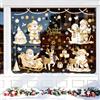 Joeyan 9 Fogli Adesivi Natalizi per Finestre,Casa DIY Decorazioni Invernali | Bianco-Oro Vetrofanie Senza Colla,Stickers Addobbi con Fiocchi di Neve Pupazzo di Neve Renna per Festa Negozio Scuola Ufficio