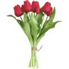 HhBdy 7 Pezzi Tulipani Finti, Tulipani in Lattice Fiori Finti 32 cm Fiori Artificiali Realistici Tocco Realistico Fiore Artificiale per Festa della Mamma Matrimonio Decorazioni da Giardino (Rosso)