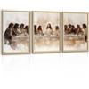 FajerminArt 3Pcs Quadri Moderni Classico L'ultima Cena Stampa su Tela Con Cornice Quadro Moderno Cristiano Gesù Storia Stampe Da Parete Religioso Ispirante Pittura Decorazioni Per Chiesa Preghiera Sala 30x40cmx3
