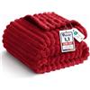 WAVVE Coperta Plaid Pile 270x230 cm, Coperta Letto Matrimoniale, Coperta di Flanella a Righe per Soggiorno, Letto, Coperta Divano Grande Caldo Morbida, Rosso