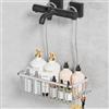 Wisfame Mensola Doccia da Appendere, Porta Shampoo Senza Forare, Argento | Alluminio, Portata 10 kg, Scaffale Bagno con Gancio, per Shampoo, Bagnoschiuma e Portasapone per Doccia, 30x12x9,5cm