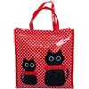 Or&My Shopper Borsa Donna in Plastica Busta Spesa Casual Universale Fantasia Gattini (Rosso, Completo (Piccola+Media))