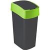 CURVER - Pattumiera Flip Bin, 50 l, in plastica, 35 x 25 x 10 cm, Colore: Nero/Verde