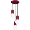 SOLLUX lighting Lampada da Sospensione - Lampada da soffitto in Alluminio e Vetro -3 Paralume - Lampadina LED - Rosso Bordeaux Halo