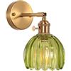LIGINOK Applique da Parete Moderna Lampade da Parete in Vetro con Interruttore Rotante E27 Lampada a Muro Industriale Retrò Decorativa per Camera da Letto, Corridoio o Soggiorno(Verde)
