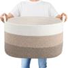 Dntorx Cesto portabiancheria grande da 60 l, con manici, 55 x 38 x 30 cm, pieghevole, in corda di cotone, per camera da letto, soggiorno, lavanderia, dormitorio, hotel, bianco e marrone misto