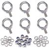 Swpeet 36 pezzi in acciaio inox 304 M6 filettatura maschio anello di sollevamento kit di bulloni, inclusi 6 bulloni M6 con 10 dadi di bloccaggio, 10 rondelle di bloccaggio e 10 rondelle piatte