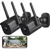 Septekon Telecamera di sicurezza esterna CCTV Wireless 2 Pack 1080P Dual Antenna WiFi Telecamere di sorveglianza domestica con IP66 impermeabile, visione notturna, audio 2 vie, nero