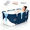 Felenny Vasca da bagno pieghevole per adulti, portatile (140x60x50cm Blue) | Grande vasca da bagno pieghevole per bagno ghiacciato e bagno caldo, vasca da bagno mobile, per esterni e giardino