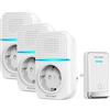 TECKNET Campanello wireless per esterni, impermeabile, con spina | 400 m, autoalimentato senza batterie, IP65, indicatori LED, 60 melodie, 5 livelli di volume (0-110 dB)