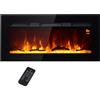 Camino Elettrico da Parete 1800W con Telecomando e Display LCD 91,4x15,8x45 cm Nero