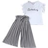 Generic Pantaloni per Ragazze Top per Bambini + Ruffle Bambini Abiti per Bambini Camicia Costume Lettera Allentata T Completi per Ragazze e Set Compleanno 10 Anni