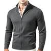 HEONSATI Cardigan da Uomo a Maglia Leggero con Colletto Rialzato e Zip | Cappotto Casual a Maniche Lunghe In Pile Sottile Cardigan In Cotone Curvy Maglione Maglia Con Cerniera Frontale Aperto Calda