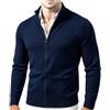 HEONSATI Cardigan da Uomo a Maglia Leggero con Colletto Rialzato e Zip | Cappotto Casual a Maniche Lunghe In Pile Sottile Cardigan In Cotone Curvy Maglione Maglia Con Cerniera Frontale Aperto Calda