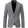 Generisch Giacca da uomo slim fit, con strisce verticali, a pois, con motivo leopardato, con un bottone, colore nero e bianco