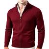 HEONSATI Cardigan da Uomo a Maglia Leggero con Colletto Rialzato e Zip | Cappotto Casual a Maniche Lunghe In Pile Sottile Cardigan In Cotone Curvy Maglione Maglia Con Cerniera Frontale Aperto Calda