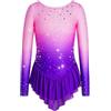 iiniim Bambina Body Ginnastica Ritmica Danza Classica Pattinaggio Artistico | Manica Lunga,Leotard Con Gonna,Gradiente,Competizioni,Spettacolo,Dancewear,Danza,Ginnastica Ritmica,Performance,Teatrale