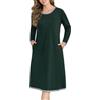 Sopesil Camicia da Notte Donna Lunga Manica Pigiama S-3XL | Bottoni Premaman Maniche Lunghe Bottoni Allentati Vestaglia Notte Elegante in Morbido con Fiocco Vestibilità Ampia