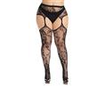 CURRMIEGO Collant a rete da donna, taglie forti, con bretelle in pizzo