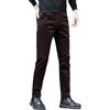 Generic Pantaloni da uomo in velluto a coste, pantaloni invernali slim in velluto a coste, elastico in vita con tasche, stile casual per l'inverno, uso quotidiano e ufficio