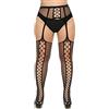 CURRMIEGO Collant a rete da donna, taglie forti, con bretelle in pizzo
