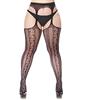 CURRMIEGO Collant a rete da donna, taglie forti, con bretelle in pizzo