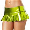 HOT DREAM Mini gonna corta da donna in finta pelle effetto bagnato con volant metallizzato, sexy, da discoteca, ballo