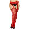 CURRMIEGO Collant a rete da donna, taglie forti, con bretelle in pizzo