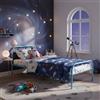 HOMYLIN Letto per bambini, telaio per letto singolo in metallo, costruzione durevole, ideale per cameretta, dormitorio per adolescenti, adatto per materassi da 190 x 90 cm, blu