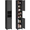 SONGMICS HOME Mobiletto da Bagno Stretto, Snapsemble Montaggio Rapido | Mobile Compatto con Ripiani Regolabili per Soggiorno, Ingresso, 30 x 30 x 170 cm, Nero, Collezione HOPU BBC667BA01