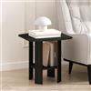 Furinno Tavolino moderno, quadrato, rotondo, angolare, con ripiano portaoggetti, comodino, per soggiorno, camera da letto, colore: nero