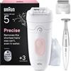 Braun Silk-épil 5 Depilatore Donna, Epilatore Elettrico Donna Per Una Epilazione Semplice, Wet & Dry, Pelle Liscia a Lungo, Con Testina Per Rasoio Donna