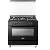 De'Longhi DEMN 96 SG Cucina A Gas, 90 Cm, Forno Elettrico Multifunzione 83 Litri, 5 Fuochi, Colore Nero Mat, Manopole Soft Touch, Classe Energetica A