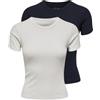 Only Onleasy S/S Top CS Jrs 2 Pack Onleasy S/S Top CS Jrs - Confezione da 2 Donna (Pacco da 2)