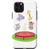 Cute Animal Lover Gymnast Trampoline Jum Custodia per iPhone 11 Pro Simpatico tappeto elastico con giraffa, elefante, gatto, mucca, idea regalo