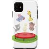 Cute Animal Lover Gymnast Trampoline Jum Custodia per iPhone 11 Simpatico tappeto elastico con giraffa, elefante, gatto, mucca, idea regalo