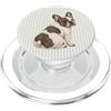 Gentle Canine Illustrations Bulldog francese con strisce morbide color salvia PopSockets PopGrip per MagSafe