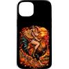 Western Chicken Farm Pumpkin Fall Harves Custodia per iPhone 15 Plus Cowgirl Equitazione Gallo Gigante Autunno Country Art