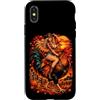 Western Chicken Farm Pumpkin Fall Harves Custodia per iPhone X/XS Cowgirl Equitazione Gallo Gigante Autunno Country Art