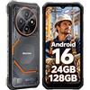Blackview Android 16 Telefono Rugged, 245g/10,7mm ultrasottile, 24GB+128GB | 6,56 90Hz, 5000mAh, microSD 2TB, Dual SIM 4G, Telefono Indistruttibile IP69K per Cantiere e Outdoor, NFC/3 Anni Garanzia