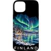 Nordic Skies Travel T-shirt Co. Custodia per iPhone 15 Plus Viaggio souvenir di Aurora Borealis Tour di vacanza in Finlandia