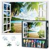 TISHIRON Puzzle da 1000 pezzi, per adulti: vista della finestra 3D sulla spiaggia e al tramonto (50 x 70 cm), opera d'arte intensa, motivo sfidante per avanzati, decorazione per la casa di alta qualità