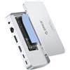 ORICO Docking Station SSD M.2 12-in-1 10Gbps Per Doppio Monitor | Hub USB-C Con Contenitore SSD M.2, HDMI DP 8K/4K, 10Gbps, LAN Gigabit, PD 100W, SD/TF, Audio Per Mac e Window