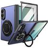 XKchatpt Cover magnetica pieghevole per Samsung Galaxy Z Fold 8, supporto girevole a 360°, con smussatura e protezione schermo frontale (blu)