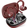 Jesebang Cuffie Bluetooth Sport, Auricolari 5.4 con Mic Stereo, Cuffie Wireless con Ricarica Rapida USB-C, Cuffiette Doppio Display LED, IP7 Impermeabili Auricolare, 48H, Cuffie Senza Fili Corsa Running, Rosso