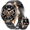 LIGE Orologio da uomo, con chiamata Bluetooth, schermo AMOLED da 1,43 Smartwatch con torcia IP68 impermeabile, frequenza cardiaca/sonno, 100+ modalità sportive fitness per Android iOS, nero-ambra