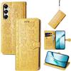 JIUNINE Cover a Libro per Samsung Galaxy A18 / A17 4G / 5G, Giallo | Custodia a Portafoglio in Pelle Sintetica Antiurto, Motivo Gatti e Cani, Portacarte, Chiusura Magnetica, Supporto Regolabile