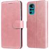Generico compatibile con MOTOROLA MOTO G22 XT2831-3 / E32 / E32S Copertura Custodia COVER STAND flip LIBRO gel tpu PORTAFOGLIO protezione display magnetica eco pelle porta card (Rosa)