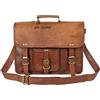 Fatto a mano 18" Borsa Uomo Messenger Spalla In Pelle Marrone Affari Laptop
